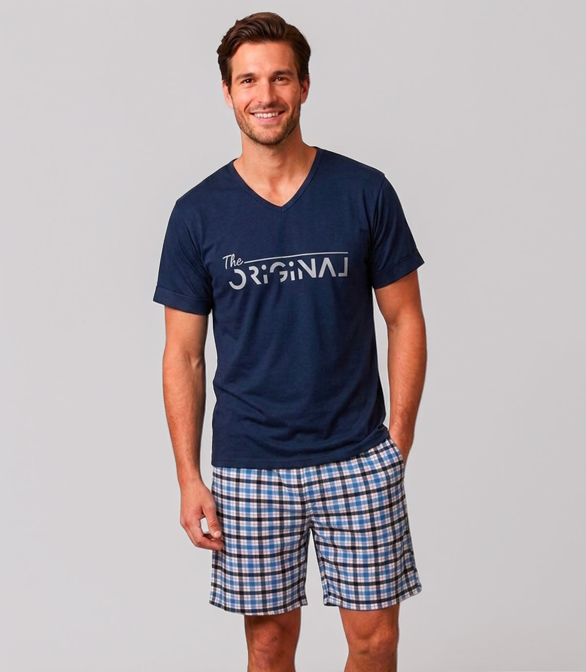 Pijama Short a Cuadros para Hombre