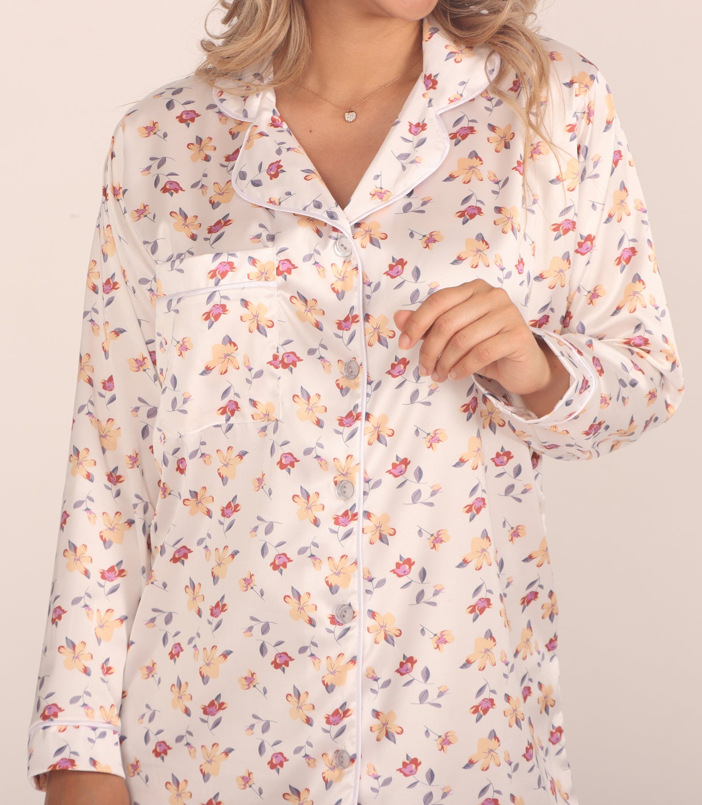 Camisón en seda manga larga