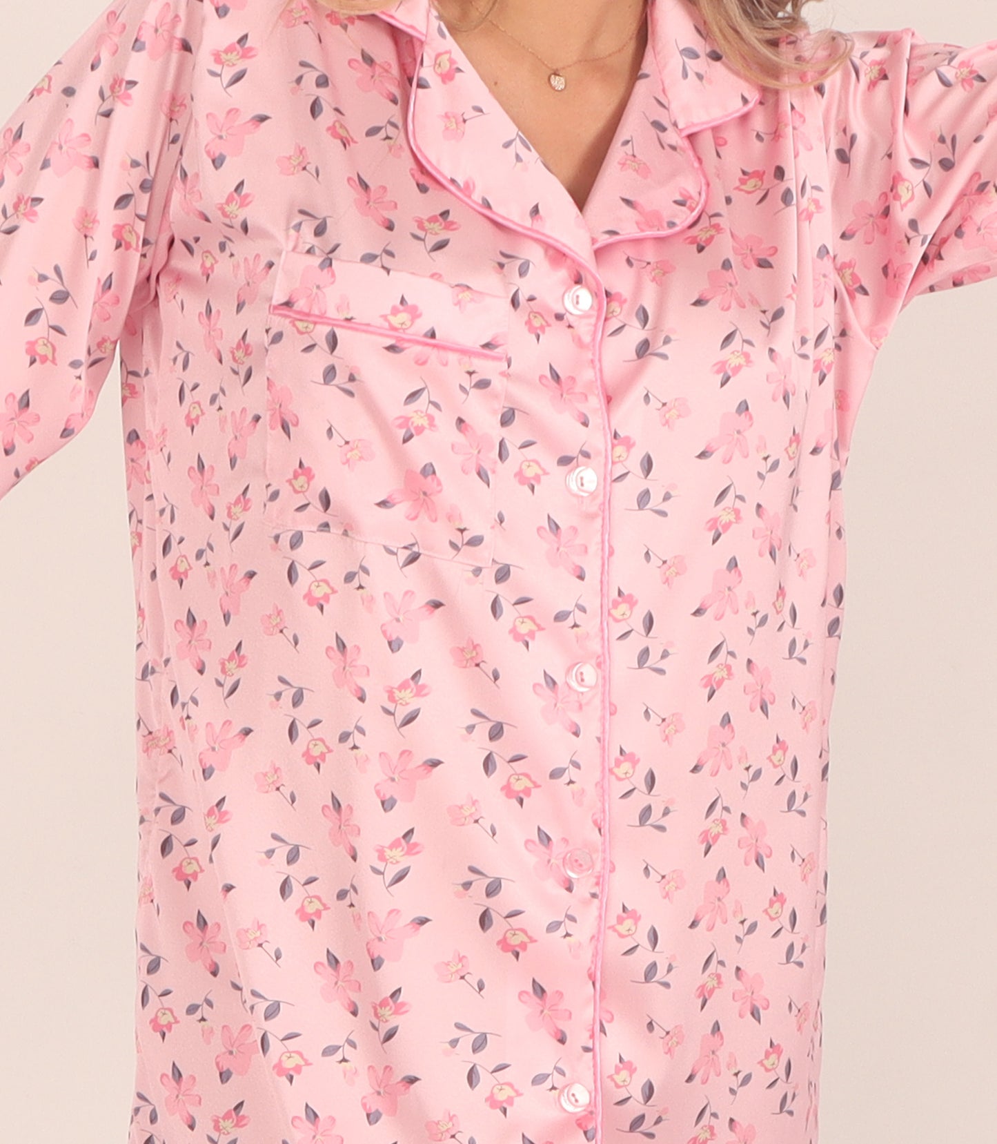 Camisón en seda manga larga