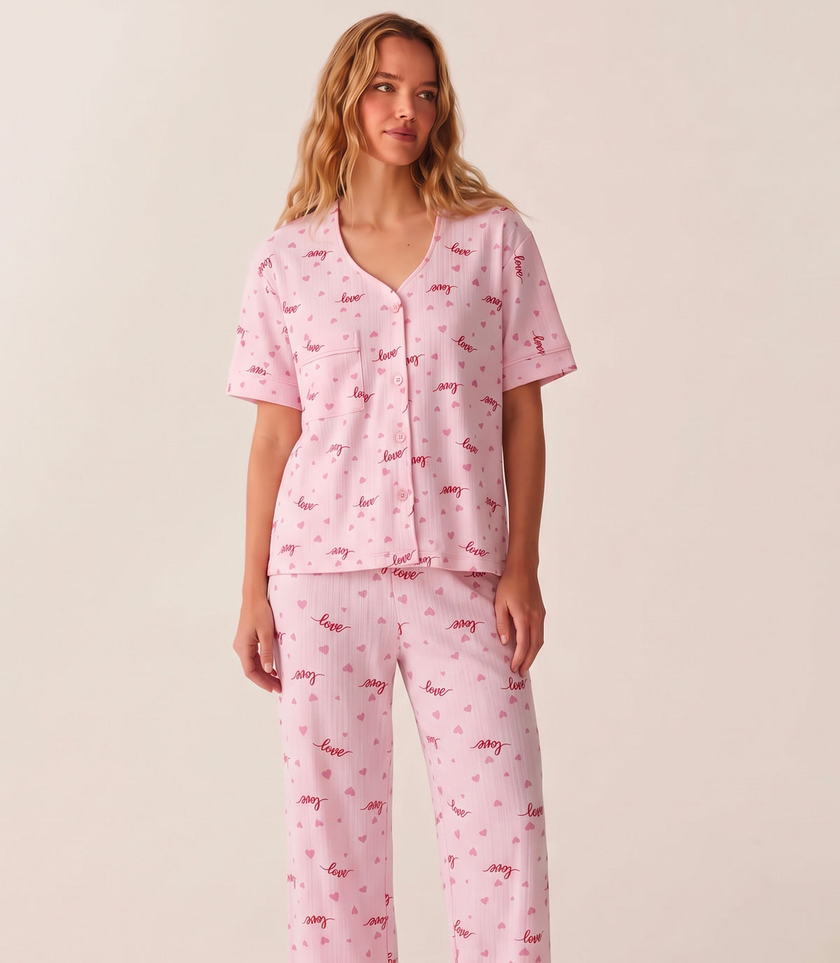 Pijama Clásica en Algodón Doble Punto Labrado