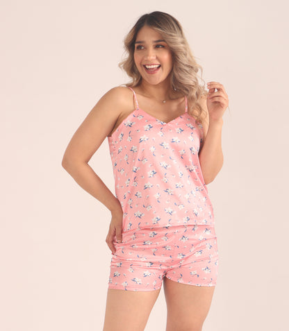 Pijama short en satín mujer