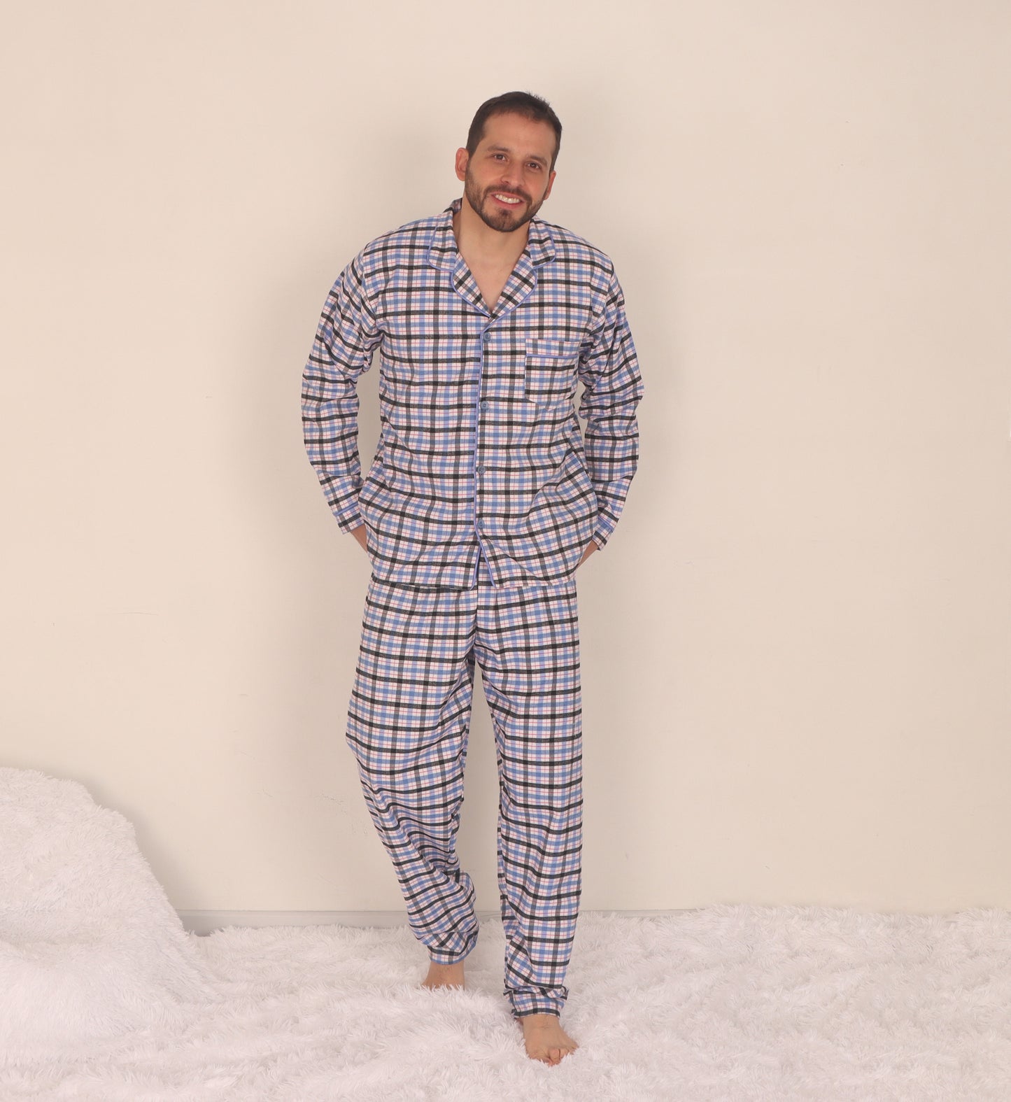 Pijama cuadros hombre