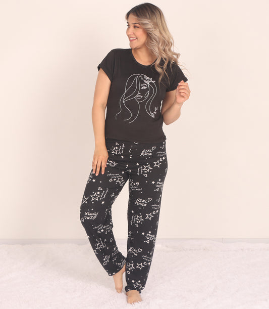 Pijama pantalon largo y blusa manga corta