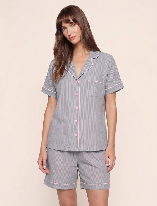 Pijama Clásica para Dama Short en  100% Algodón