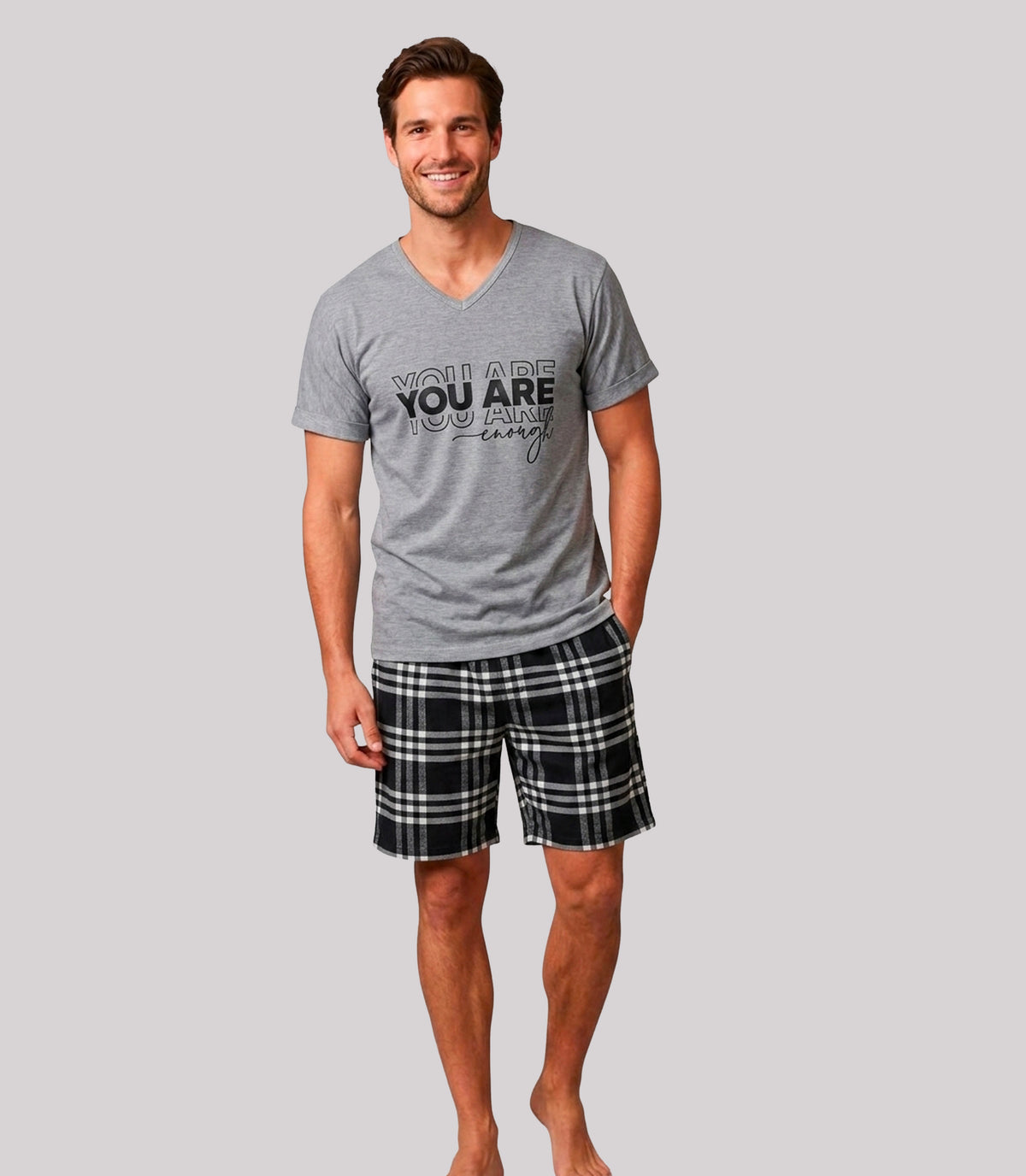 Pijama Short a Cuadros para Hombre
