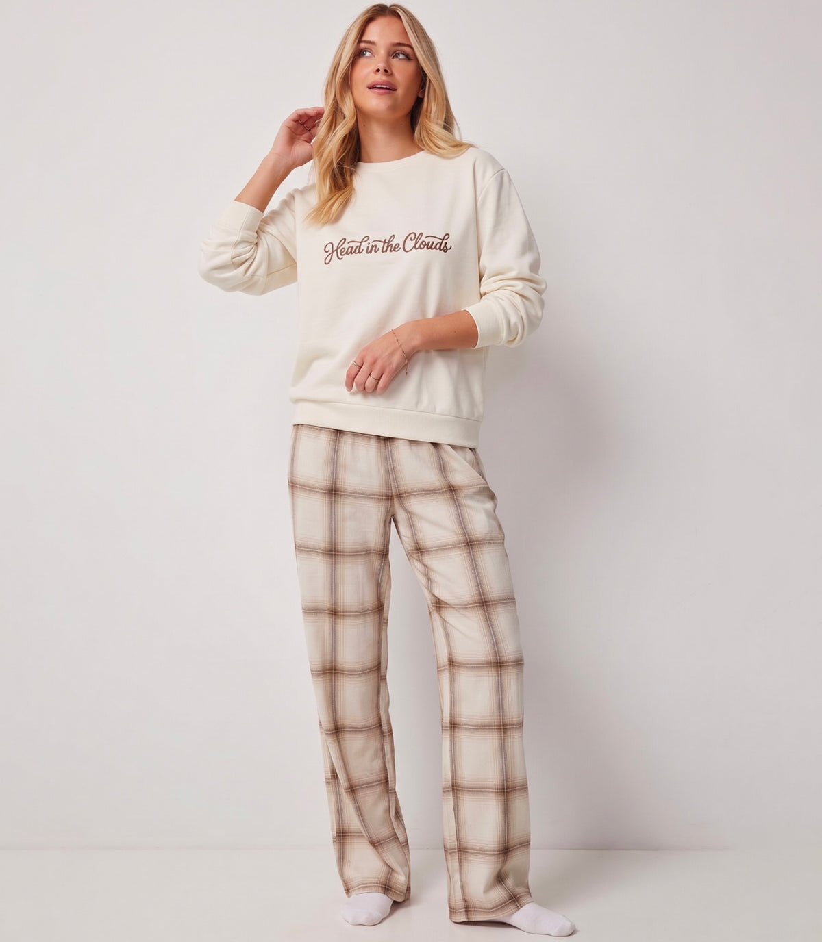 Pijama Térmica para Mujer de Buzo y Pantalón a Cuadros
