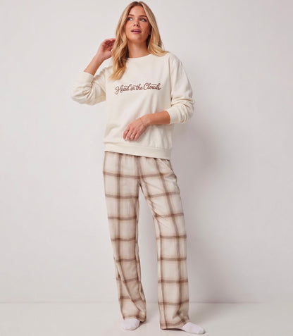 Pijama Térmica para Mujer de Buzo y Pantalón a Cuadros