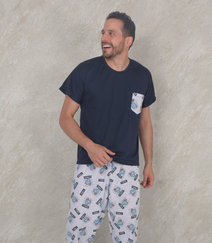 Pijama para hombre manga corta