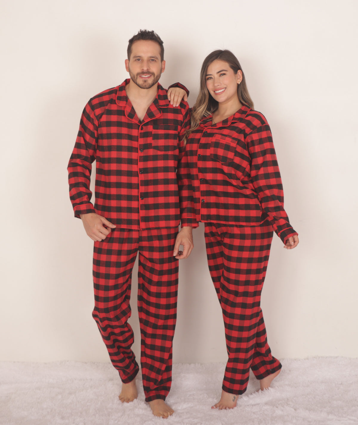 Pijama cuadros rojos