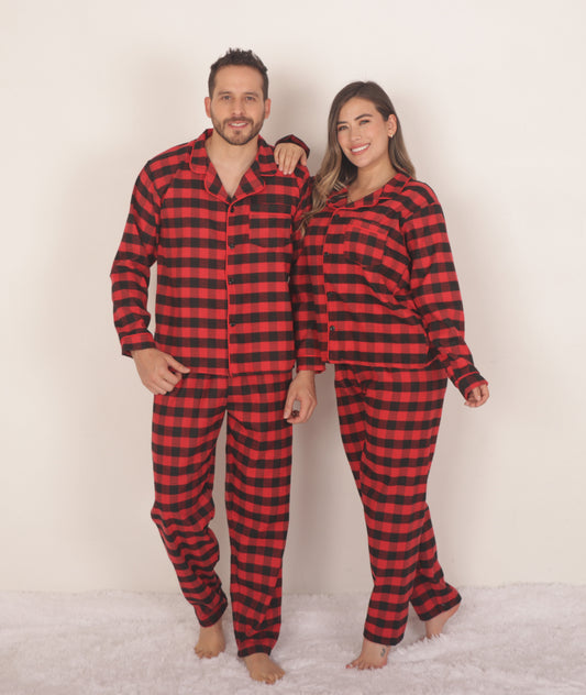 Pijama cuadros rojos