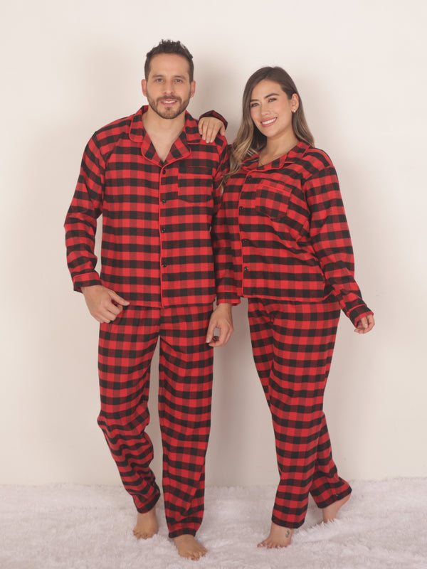 Pijama cuadros rojos